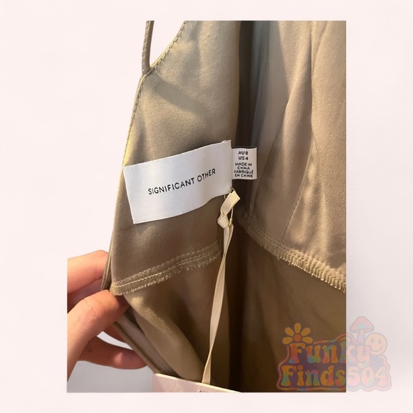 Significant Other Alessia Dress NWT Latte Satin One Shoulder Evening Gown Size 4 - Picture 9 of 11